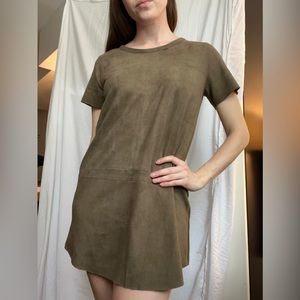 Faux Suede Olive Dress